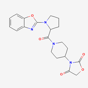 molecular formula C20H22N4O5 B2660474 3-(1-(1-(Benzo[d]oxazol-2-yl)pyrrolidine-2-carbonyl)piperidin-4-yl)oxazolidine-2,4-dione CAS No. 2034201-92-6