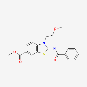 molecular formula C19H18N2O4S B2660502 (Z)-methyl 2-(benzoylimino)-3-(2-methoxyethyl)-2,3-dihydrobenzo[d]thiazole-6-carboxylate CAS No. 864975-20-2