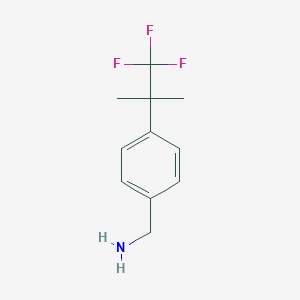 molecular formula C11H14F3N B2660511 [4-(1,1,1-Trifluoro-2-methylpropan-2-yl)phenyl]methanamine CAS No. 1638534-19-6