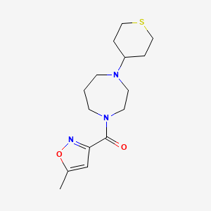 molecular formula C15H23N3O2S B2660515 1-(5-Methyl-1,2-oxazole-3-carbonyl)-4-(thian-4-yl)-1,4-diazepane CAS No. 2320850-44-8