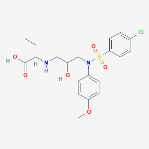 2-((3-(4-chloro-N-(4-methoxyphenyl)phenylsulfonamido)-2-hydroxypropyl)amino)butanoic acid