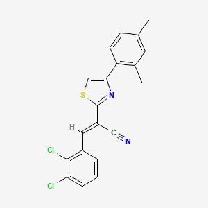 molecular formula C20H14Cl2N2S B2660517 (E)-3-(2,3-dichlorophenyl)-2-(4-(2,4-dimethylphenyl)thiazol-2-yl)acrylonitrile CAS No. 476672-80-7