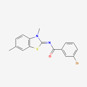 molecular formula C16H13BrN2OS B2660518 (E)-3-bromo-N-(3,6-dimethylbenzo[d]thiazol-2(3H)-ylidene)benzamide CAS No. 391229-79-1
