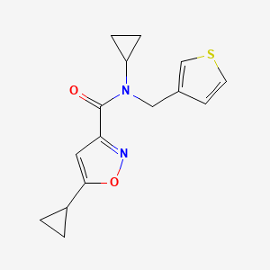 molecular formula C15H16N2O2S B2660535 N,5-dicyclopropyl-N-(thiophen-3-ylmethyl)isoxazole-3-carboxamide CAS No. 1396812-37-5
