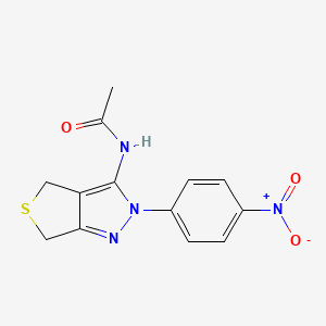 molecular formula C13H12N4O3S B2660543 N-[2-(4-nitrophenyl)-2H,4H,6H-thieno[3,4-c]pyrazol-3-yl]acetamide CAS No. 396723-17-4