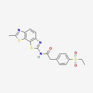 molecular formula C19H17N3O3S3 B2660583 2-(4-(ethylsulfonyl)phenyl)-N-(7-methylbenzo[1,2-d:4,3-d']bis(thiazole)-2-yl)acetamide CAS No. 941884-27-1
