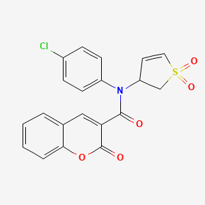 molecular formula C20H14ClNO5S B2660595 N-(4-chlorophenyl)-N-(1,1-dioxido-2,3-dihydrothiophen-3-yl)-2-oxo-2H-chromene-3-carboxamide CAS No. 863007-45-8