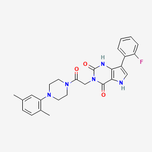 molecular formula C26H26FN5O3 B2660598 3-(2-(4-(2,5-dimethylphenyl)piperazin-1-yl)-2-oxoethyl)-7-(2-fluorophenyl)-1H-pyrrolo[3,2-d]pyrimidine-2,4(3H,5H)-dione CAS No. 1115372-16-1