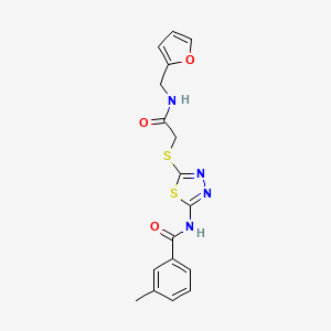 molecular formula C17H16N4O3S2 B2660627 N-{5-[({[(furan-2-yl)methyl]carbamoyl}methyl)sulfanyl]-1,3,4-thiadiazol-2-yl}-3-methylbenzamide CAS No. 893154-80-8