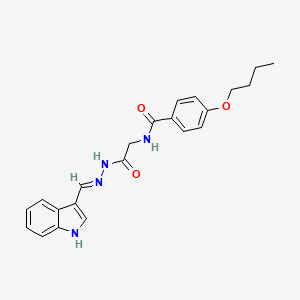 4-Butoxy-N-(2-(2-(1H-indol-3-ylmethylene)hydrazino)-2-oxoethyl)benzamide