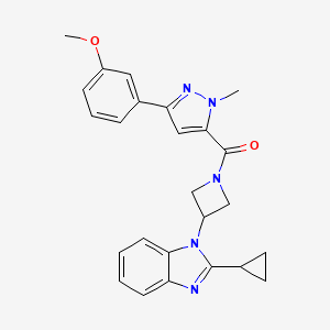 [3-(2-Cyclopropylbenzimidazol-1-yl)azetidin-1-yl]-[5-(3-methoxyphenyl)-2-methylpyrazol-3-yl]methanone