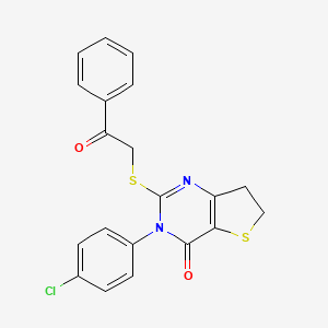 3-(4-Chlorophenyl)-2-phenacylsulfanyl-6,7-dihydrothieno[3,2-d]pyrimidin-4-one