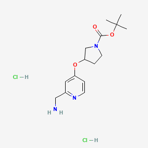molecular formula C15H25Cl2N3O3 B2660724 Tert-butyl 3-{[2-(aminomethyl)pyridin-4-yl]oxy}pyrrolidine-1-carboxylate dihydrochloride CAS No. 2093863-54-6