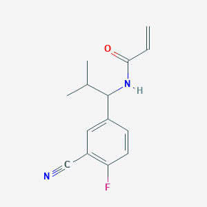 molecular formula C14H15FN2O B2660726 N-[1-(3-Cyano-4-fluorophenyl)-2-methylpropyl]prop-2-enamide CAS No. 2411289-13-7
