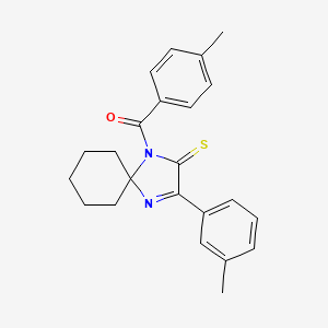 molecular formula C23H24N2OS B2660728 1-(4-Methylbenzoyl)-3-(3-methylphenyl)-1,4-diazaspiro[4.5]dec-3-ene-2-thione CAS No. 1223980-56-0