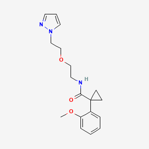 molecular formula C18H23N3O3 B2660730 1-(2-methoxyphenyl)-N-{2-[2-(1H-pyrazol-1-yl)ethoxy]ethyl}cyclopropane-1-carboxamide CAS No. 2034232-08-9