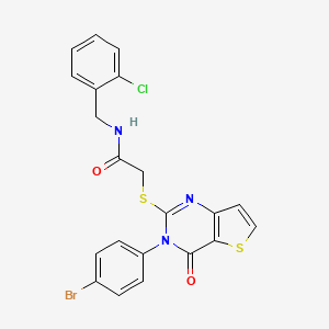 molecular formula C21H15BrClN3O2S2 B2660732 2-((3-(4-bromophenyl)-4-oxo-3,4-dihydrothieno[3,2-d]pyrimidin-2-yl)thio)-N-(2-chlorobenzyl)acetamide CAS No. 1798443-52-3