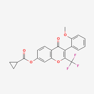 molecular formula C21H15F3O5 B2660735 3-(2-methoxyphenyl)-4-oxo-2-(trifluoromethyl)-4H-chromen-7-yl cyclopropanecarboxylate CAS No. 637748-34-6