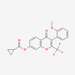 3-(2-methoxyphenyl)-4-oxo-2-(trifluoromethyl)-4H-chromen-7-yl cyclopropanecarboxylate