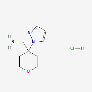 (4-Pyrazol-1-yloxan-4-yl)methanamine;hydrochloride
