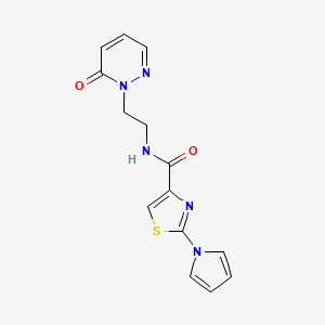 molecular formula C14H13N5O2S B2660761 N-(2-(6-oxopyridazin-1(6H)-yl)ethyl)-2-(1H-pyrrol-1-yl)thiazole-4-carboxamide CAS No. 1206995-92-7
