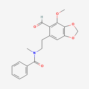 molecular formula C19H19NO5 B2660768 N-[2-(6-formyl-7-methoxy-1,3-benzodioxol-5-yl)ethyl]-N-methylbenzamide CAS No. 111441-33-9