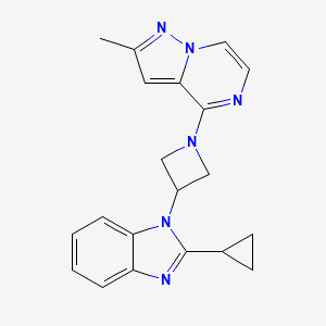 molecular formula C20H20N6 B2660778 4-[3-(2-Cyclopropylbenzimidazol-1-yl)azetidin-1-yl]-2-methylpyrazolo[1,5-a]pyrazine CAS No. 2380183-75-3