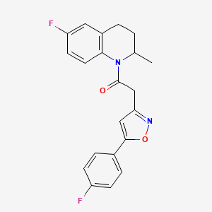 molecular formula C21H18F2N2O2 B2660781 1-(6-fluoro-2-methyl-3,4-dihydroquinolin-1(2H)-yl)-2-(5-(4-fluorophenyl)isoxazol-3-yl)ethanone CAS No. 953227-29-7