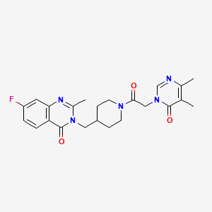 molecular formula C23H26FN5O3 B2660782 3-[[1-[2-(4,5-Dimethyl-6-oxopyrimidin-1-yl)acetyl]piperidin-4-yl]methyl]-7-fluoro-2-methylquinazolin-4-one CAS No. 2415539-36-3