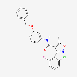 molecular formula C24H18ClFN2O3 B2660787 3-(2-chloro-6-fluorophenyl)-5-methyl-N-(3-phenylmethoxyphenyl)-1,2-oxazole-4-carboxamide CAS No. 889781-87-7