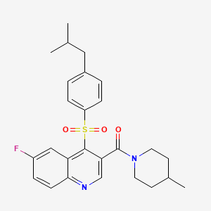 (6-Fluoro-4-((4-isobutylphenyl)sulfonyl)quinolin-3-yl)(4-methylpiperidin-1-yl)methanone