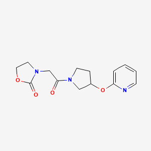 molecular formula C14H17N3O4 B2660802 3-(2-Oxo-2-(3-(pyridin-2-yloxy)pyrrolidin-1-yl)ethyl)oxazolidin-2-one CAS No. 1904098-17-4