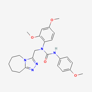 molecular formula C24H29N5O4 B2660812 1-(2,4-dimethoxyphenyl)-3-(4-methoxyphenyl)-1-(6,7,8,9-tetrahydro-5H-[1,2,4]triazolo[4,3-a]azepin-3-ylmethyl)urea CAS No. 896029-42-8
