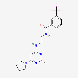 molecular formula C19H22F3N5O B2660815 N-(2-((2-methyl-6-(pyrrolidin-1-yl)pyrimidin-4-yl)amino)ethyl)-3-(trifluoromethyl)benzamide CAS No. 1203294-99-8