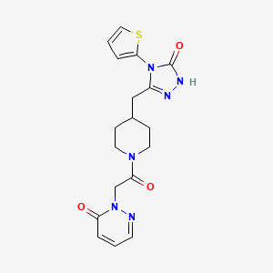 2-(2-oxo-2-(4-((5-oxo-4-(thiophen-2-yl)-4,5-dihydro-1H-1,2,4-triazol-3-yl)methyl)piperidin-1-yl)ethyl)pyridazin-3(2H)-one