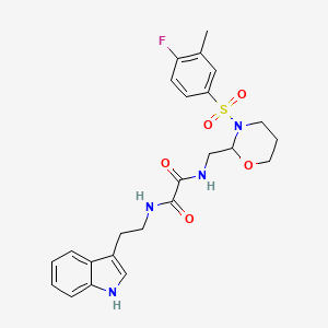 molecular formula C24H27FN4O5S B2660827 N'-{[3-(4-fluoro-3-methylbenzenesulfonyl)-1,3-oxazinan-2-yl]methyl}-N-[2-(1H-indol-3-yl)ethyl]ethanediamide CAS No. 872724-96-4