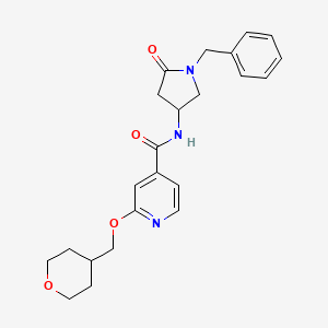 molecular formula C23H27N3O4 B2660854 N-(1-benzyl-5-oxopyrrolidin-3-yl)-2-((tetrahydro-2H-pyran-4-yl)methoxy)isonicotinamide CAS No. 2034297-84-0