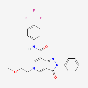 molecular formula C23H19F3N4O3 B2660855 5-(2-methoxyethyl)-3-oxo-2-phenyl-N-(4-(trifluoromethyl)phenyl)-3,5-dihydro-2H-pyrazolo[4,3-c]pyridine-7-carboxamide CAS No. 923179-51-5