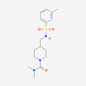 molecular formula C16H25N3O3S B2660857 N,N-dimethyl-4-((3-methylphenylsulfonamido)methyl)piperidine-1-carboxamide CAS No. 2034377-41-6