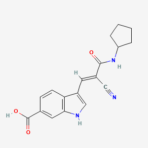 molecular formula C18H17N3O3 B2660858 3-[(E)-2-Cyano-3-(cyclopentylamino)-3-oxoprop-1-enyl]-1H-indole-6-carboxylic acid CAS No. 2173619-23-1