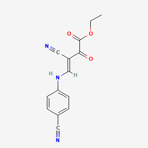 molecular formula C14H11N3O3 B2660872 ethyl (3E)-3-cyano-4-[(4-cyanophenyl)amino]-2-oxobut-3-enoate CAS No. 338959-95-8