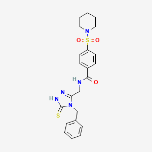 molecular formula C22H25N5O3S2 B2660874 N-((4-benzyl-5-thioxo-4,5-dihydro-1H-1,2,4-triazol-3-yl)methyl)-4-(piperidin-1-ylsulfonyl)benzamide CAS No. 392248-20-3