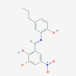 molecular formula C16H15BrN2O4 B2660876 2-bromo-6-{(E)-[(2-hydroxy-5-propylphenyl)imino]methyl}-4-nitrophenol CAS No. 328580-21-8