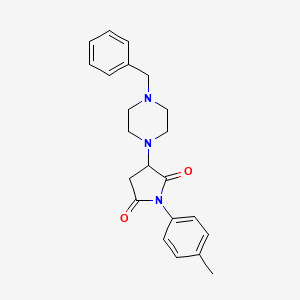 molecular formula C22H25N3O2 B2660883 3-(4-Benzylpiperazin-1-yl)-1-(4-methylphenyl)pyrrolidine-2,5-dione CAS No. 354786-18-8