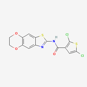 molecular formula C14H8Cl2N2O3S2 B2660884 2,5-dichloro-N-{10,13-dioxa-4-thia-6-azatricyclo[7.4.0.0^{3,7}]trideca-1,3(7),5,8-tetraen-5-yl}thiophene-3-carboxamide CAS No. 892844-34-7