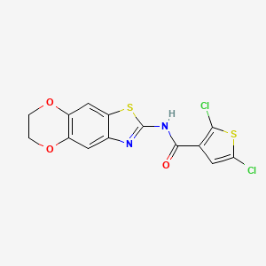 molecular formula C14H8Cl2N2O3S2 B2660884 2,5-dichloro-N-(6,7-dihydro-[1,4]dioxino[2,3-f][1,3]benzothiazol-2-yl)thiophene-3-carboxamide CAS No. 892844-34-7