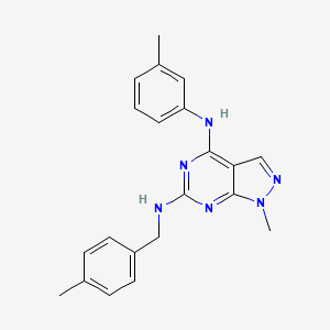 molecular formula C21H22N6 B2660889 1-methyl-N6-(4-methylbenzyl)-N4-(m-tolyl)-1H-pyrazolo[3,4-d]pyrimidine-4,6-diamine CAS No. 894047-67-7