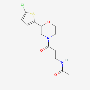 molecular formula C14H17ClN2O3S B2660895 N-[3-[2-(5-Chlorothiophen-2-yl)morpholin-4-yl]-3-oxopropyl]prop-2-enamide CAS No. 2361691-40-7