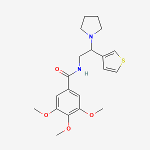 molecular formula C20H26N2O4S B2660920 3,4,5-trimethoxy-N-(2-(pyrrolidin-1-yl)-2-(thiophen-3-yl)ethyl)benzamide CAS No. 946374-05-6