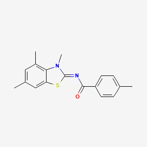 molecular formula C18H18N2OS B2660927 (E)-4-methyl-N-(3,4,6-trimethylbenzo[d]thiazol-2(3H)-ylidene)benzamide CAS No. 681156-31-0